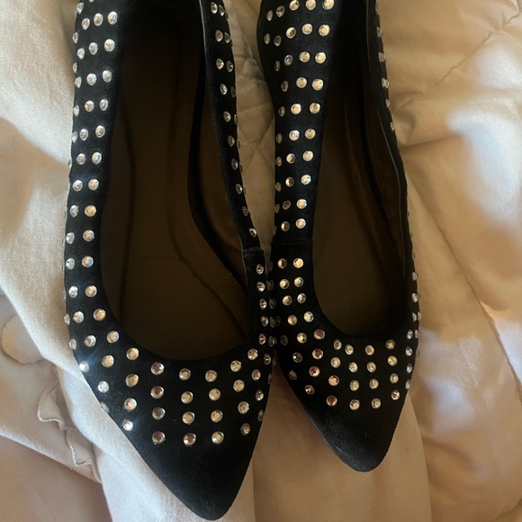 Joie Black Suede Rhinestone Flats | Size 37 - Picture 11 of 12